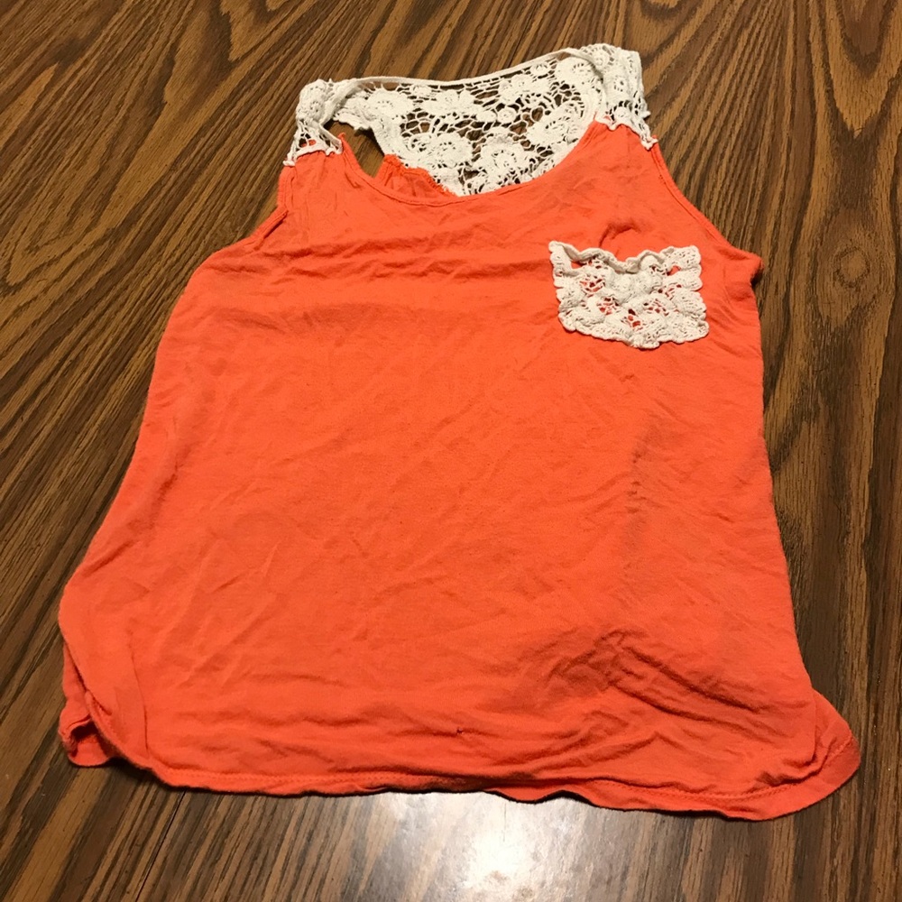 Orange lace tank